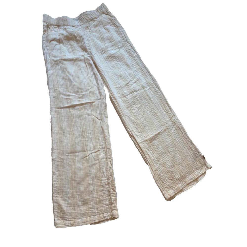 Brixton Women's White Cream Beige Wide Leg Elastic Waist Casual Beachy Small